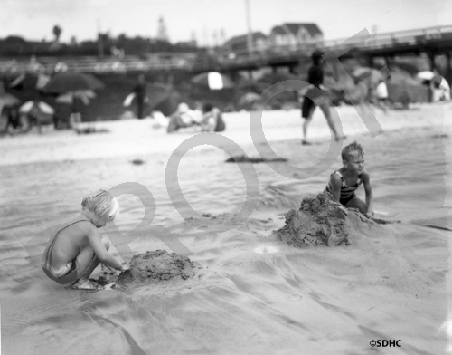 Del Mar - Beach - children playing - 1929 - San Diego History Center